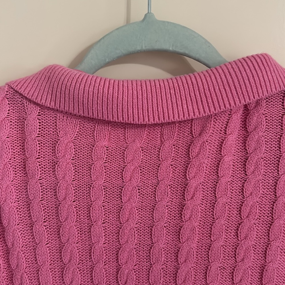 Pink Button-Up Knit Cardigan - Picture 3 of 5